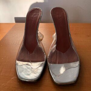 AMINA MUADDI Lupita Clear PVC Heel Sandal Slides Size IT 37